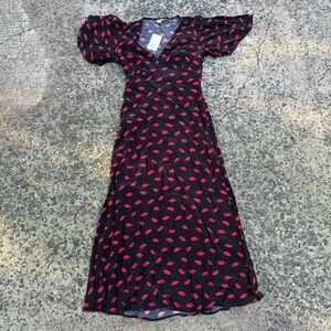 A new day black patterned kiss print maxi dress